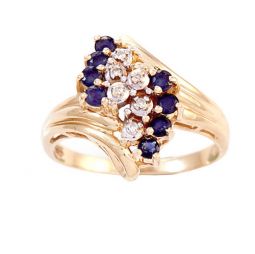 CLASSIC BLUE SAPPHIRE AND DIAMOND COCKTAIL RING | SIZE 6