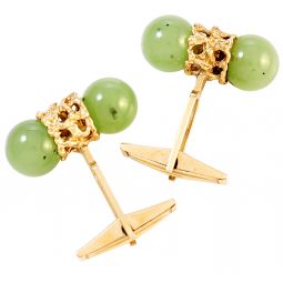 14K YELLOW GOLD JADE CUFFLINKS | MAN'S JEWELRY