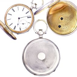 Scarce 18K White Gold Antique Huguenin Keywind Pocket Watch