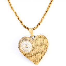 HEART FORM FAIRFAX PENDANT WATCH ON CHAIN | GOLD FILLED, NECKLACE 28"