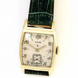 VINTAGE TONNEAU SHAPE ELGIN WATCH CA1947 | 15 JEWEL MANUAL, YELLOW GOLD PLATE