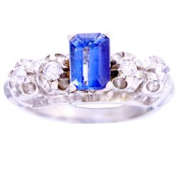 Blue Sapphire and Diamond Engagement Ring | 1.6 CTW Sapphire