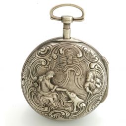 17th Century Repousse Verge Pair Case Pocket Watch