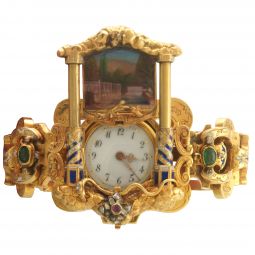 18K Enamel & Gem Set Early Wrist Watch Of Extraordinary Quality & Rarity