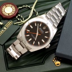 Mint Rolex Milgauss Steel Black Dial Wrist Watch with Boxes, Papers & Tags-SOLD