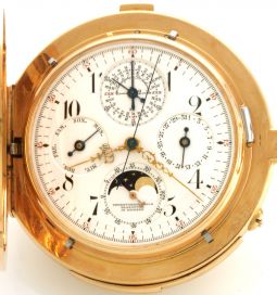 18K Uhrenfabrik Union Minute Perpetual Calendar Moon Phase Age Chronograph Register HC Carillion