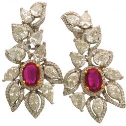 18K White Gold Diamond and Ruby Earrings - SOLD
